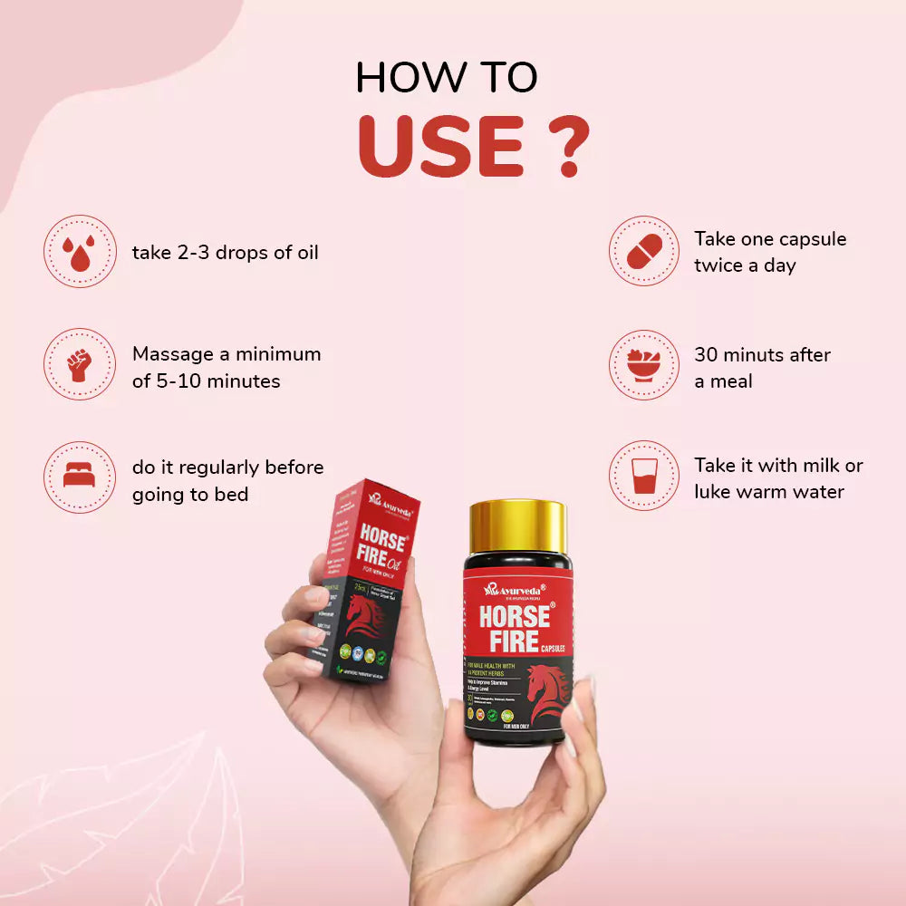 Horse Fire Capsule & Oil - Ayurvedic Stamina Booster For Men